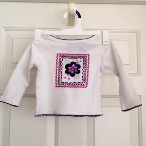 Koala Kids Top 12M White Tee Long sleeves Embroidery